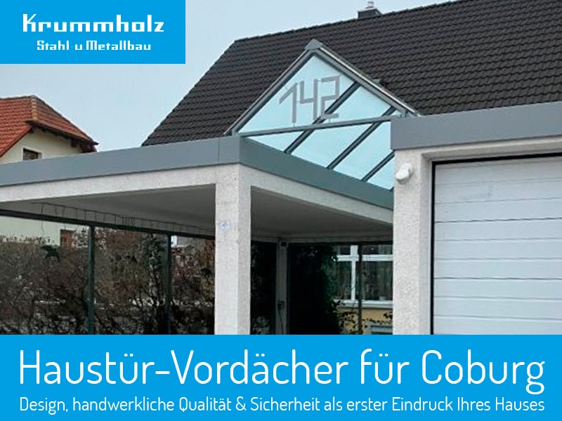 Haustür-Vordächer Coburg - Referenz zwischen zwei Garagen